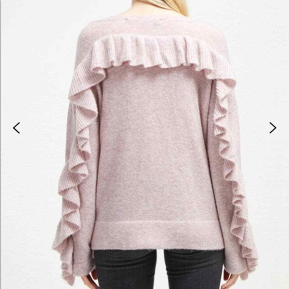 French Connection Emilde Knits Flare Sleeve Frill Pink Jumper Sweater S NWT $138 - Picture 4 of 9